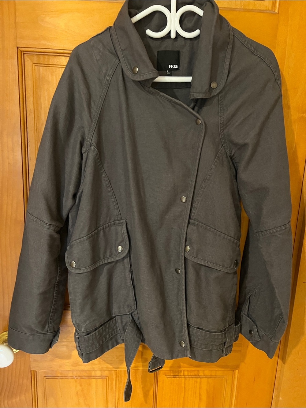 Free People Charcoal Gray Utility Jacket